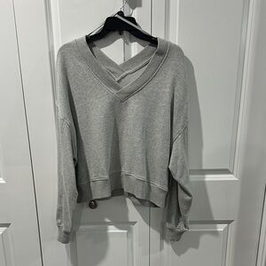 Aerie Gray V-Neck Sweater